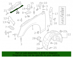 Right hood-wing seal for Audi A5 F5 18-25, outer, plastic