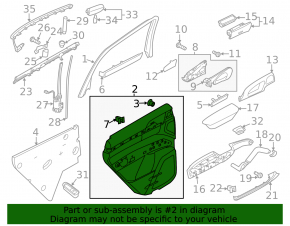 Door trim card rear right Porsche Cayenne 958 11-17 black, with tweeter, armrest black leather, molding black gloss, scratches