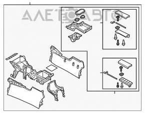 Central console armrest and cup holders Mazda CX-9 16- leather black