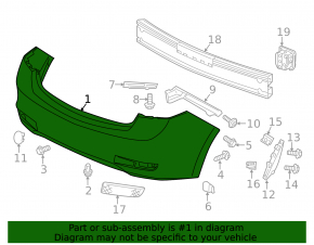 Bare rear bumper Acura ILX 13-15 pre-rest, graphite, dented, bump