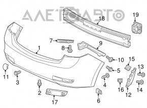Bare rear bumper Acura ILX 13-15 pre-rest, graphite, dented, bump