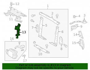Right radiator deflector for Toyota Rav4 16-18 rest.