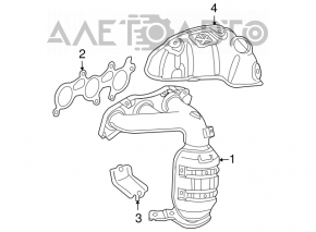 Front exhaust manifold with catalytic converter for Toyota Sienna 2007-2010 3.5, with lambda sensor