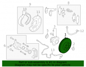 Rear left brake disc Infiniti FX35 FX45 03-08