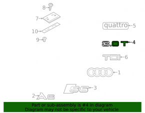 Emblem inscription 3.0T trunk lid Audi A6 C7 12-18