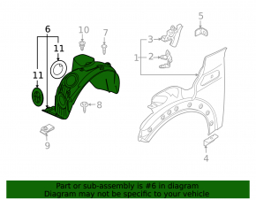 Front right fender liner Mini Cooper R56 R58 07-15 for R15