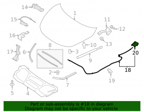 Nissan Murano z52 15-17 hood release cable without handle