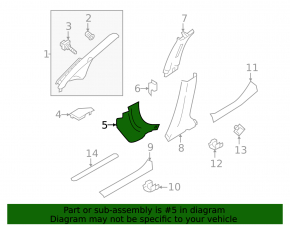 Front pillar trim lower right Nissan Leaf 13-17 black