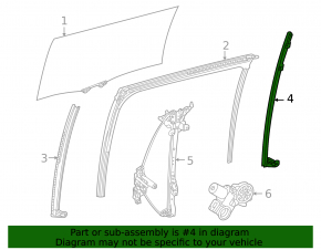 Rear right door glass guide Toyota Sienna 21-25 rear