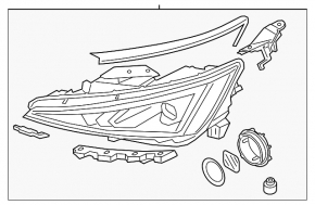 Left front headlight assembly for Hyundai Elantra AD 19-20 Korea LED