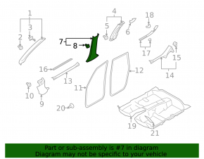Subaru Forester 2010 SH lower left center pillar trim, black