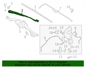 Left wiper arm for Land Rover Range Rover Velar 18-26