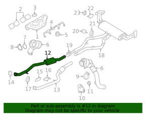 Exhaust line middle part right BMW X5 F15 14-18 4.4T AWD
