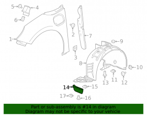 Front right mudguard for Chevrolet Volt 16- front, worn