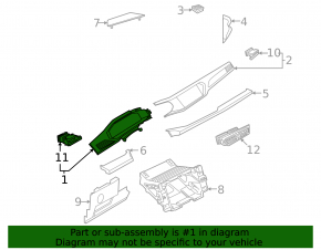 Left dashboard cover for VW Taos 22-24 with deflector, dark blue, sooty, broken guide