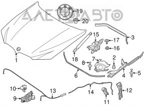 Right hood lock trim BMW X3 G01 18-24