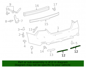Lower molding rear bumper right Toyota Camry v70 18-18 SE/SXE