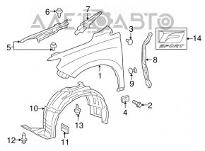 Left hood-wing seal for Lexus RX350 RX450h 10-15