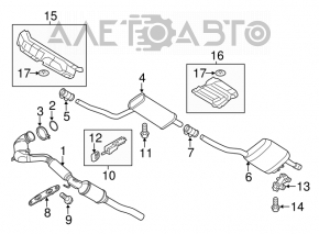 Exhaust pipe resonator with barrel VW Passat b8 16-19 USA 2.0T