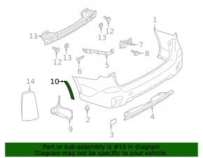 Rear left rear wing arch trim Subaru Outback 20- on bumper