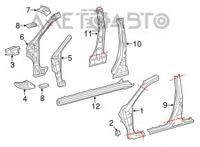 Lexus CT200h 11-17 right center pillar
