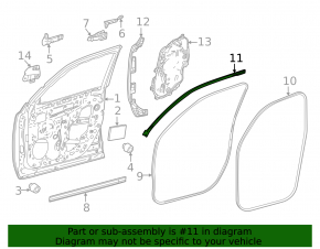 Upper front left door seal for Lexus LX 22-26