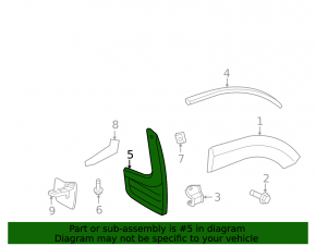 Rear left mudguard for Toyota Rav4 06-12