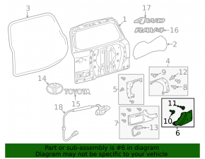 Lower right tailgate trim for Toyota RAV4 2006-2012