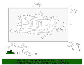 Right headlight mount, lower left, Toyota Land Cruiser 16-21 rest.