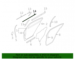 Molding door-glass center rear left Infiniti G25 G35 G37 4d 06-15