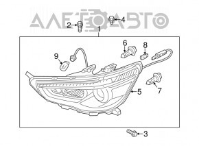 Headlight front left Mitsubishi Outlander Sport ASX 10-19 bare halogen