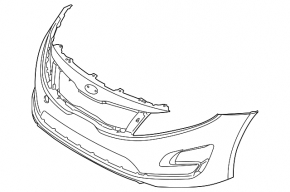 Front bumper bare Kia Optima 14-16 rest hybrid