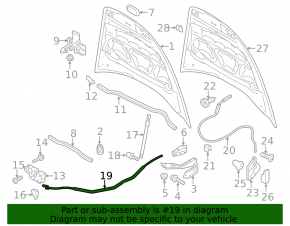 Front hood release cable for Porsche Cayenne 958 11-14