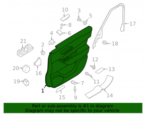 Front right door panel for Land Rover Range Rover Velar 18-23, black leather
