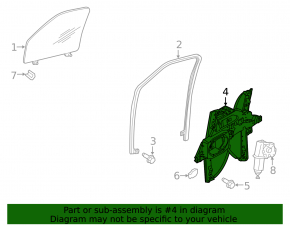 Window lifter with motor rear right Lincoln MKZ 13-20