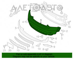 Bare front bumper Mini Cooper Countryman R60 10-16 white, painted, after repair, pressed
