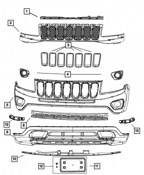 Front bumper mount left Jeep Compass 11-16