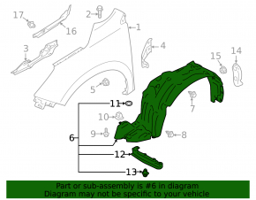 Front left fender liner Subaru Forester 14-18 SJ broken