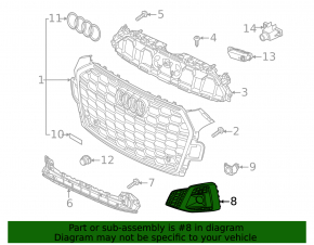 Front bumper grille left Audi A5 20-25 black with chrome