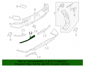 Lower left rear bumper trim for Porsche Cayenne 19-26, chrome, under towbar