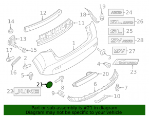 Rear left reflector for Nissan Juke 15-17 S, SL, SV