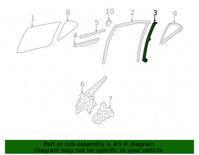 Rear left door glass guide Lexus CT200h 11-17