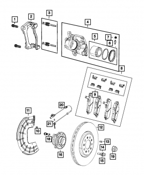 Front right caliper Chrysler 200 15-17