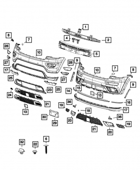 Bracket for cruise radar Jeep Grand Cherokee WK2 17-22 on amplifier, type 2