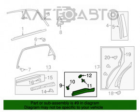 Lexus RX350 10-15 chrome lower outer rear right door trim