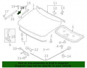 Left hood shock absorber bracket for Mazda CX-50 23-25 on a glass