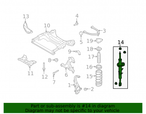 Shock absorber strut assembly front right Infiniti G37 4d 06-13 RWD KYB, GODSPEED spring, torn boot