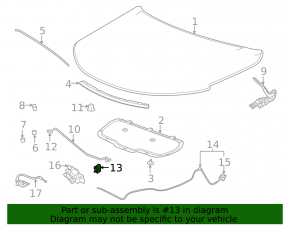 Bracket latch stick support hood Chevrolet Cruze 16-