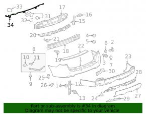 Rear bumper wiring for parking sensors Chevrolet Equinox 10-15