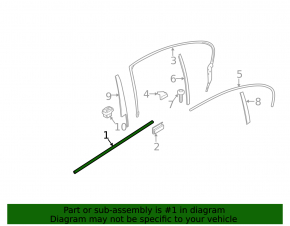 Molding door-glass central rear left BMW 5 F10 11-16 aluminum